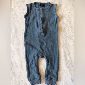 Little Bipsy Sleeveless Henley Romper in Slate Blue